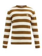 Matchesfashion.com Loewe - Anagram-embroidered Striped Sweater - Mens - Khaki Multi