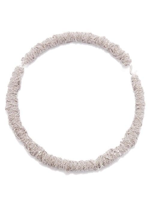 Bottega Veneta - Crystal-embellished Sterling-silver Necklace - Womens - Silver