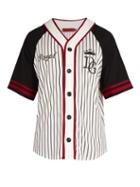 Matchesfashion.com Dolce & Gabbana - Varsity Striped Cotton Blend Sweatshirt - Mens - White Multi