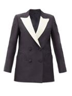 Matchesfashion.com Blaz Milano - Shamrock Everyday Double-breasted Silk Blazer - Womens - Navy White