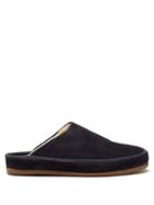 Mulo - Shearling-lined Suede Slippers - Mens - Navy