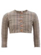 Matchesfashion.com Lisa Marie Fernandez - Striped Seersucker Cropped Cardigan - Womens - Brown Stripe