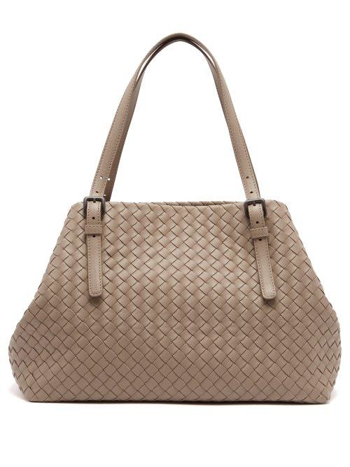 Matchesfashion.com Bottega Veneta - Intrecciato Leather Bag - Womens - Grey