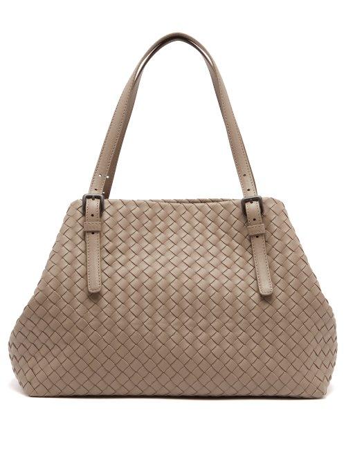 Matchesfashion.com Bottega Veneta - Intrecciato Leather Bag - Womens - Grey