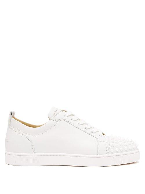 Matchesfashion.com Christian Louboutin - Louis Junior Spike Embellished Leather Trainers - Mens - White