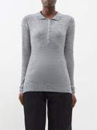 Raey - Responsible Merino Wool Knitted Polo Shirt - Womens - Light Grey