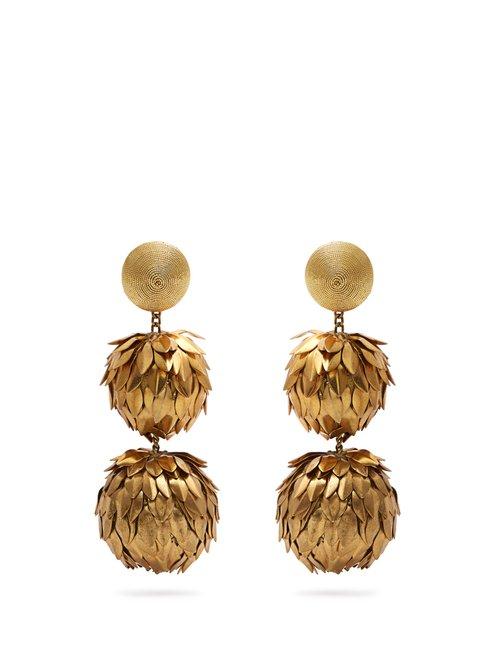 Matchesfashion.com Rebecca De Ravenel - Lightening Clip On Earrings - Womens - Gold