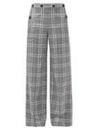 Matchesfashion.com Roland Mouret - Palmetto Checked Wool Wide-leg Trousers - Womens - Blue Multi