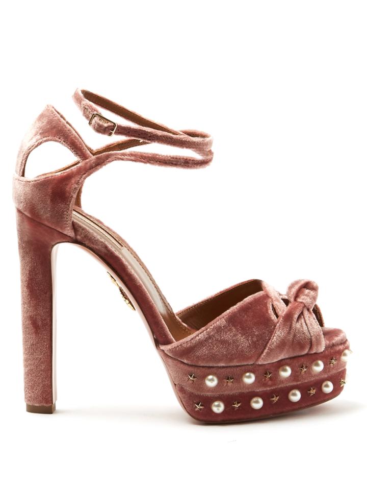 Aquazzura Harlow Embellished Velvet Sandals