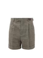 Gucci - Prince Of Wales-check Wool-blend Tailored Shorts - Mens - Black Grey