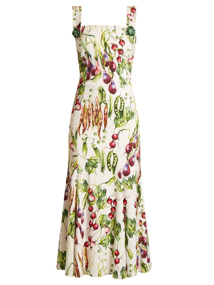 Dolce & Gabbana Vegetable-print Square-neck Dress