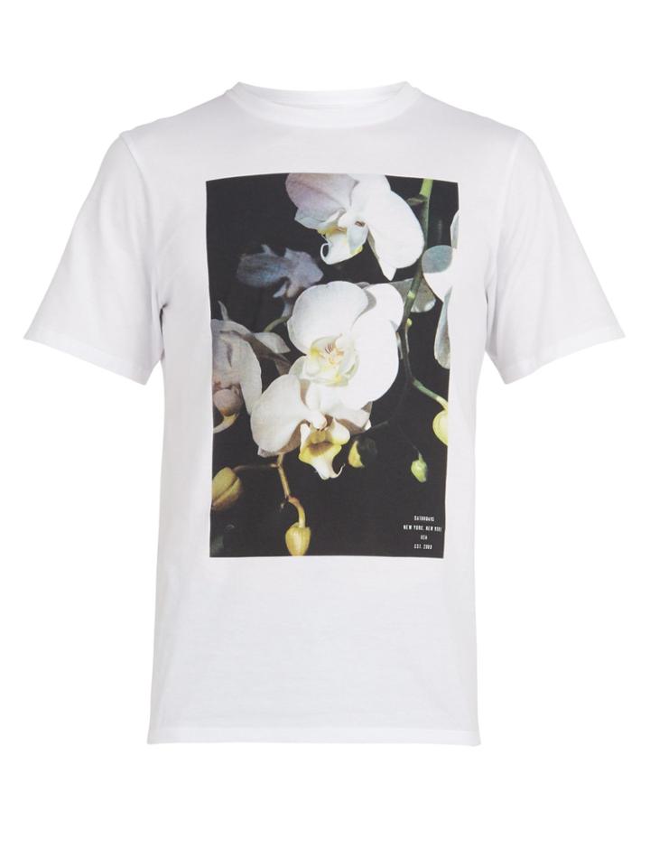 Saturdays Nyc Orchid-print Cotton T-shirt