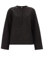 Matchesfashion.com Totme - Flared-sleeve Linen-blend Voile Shirt - Womens - Black