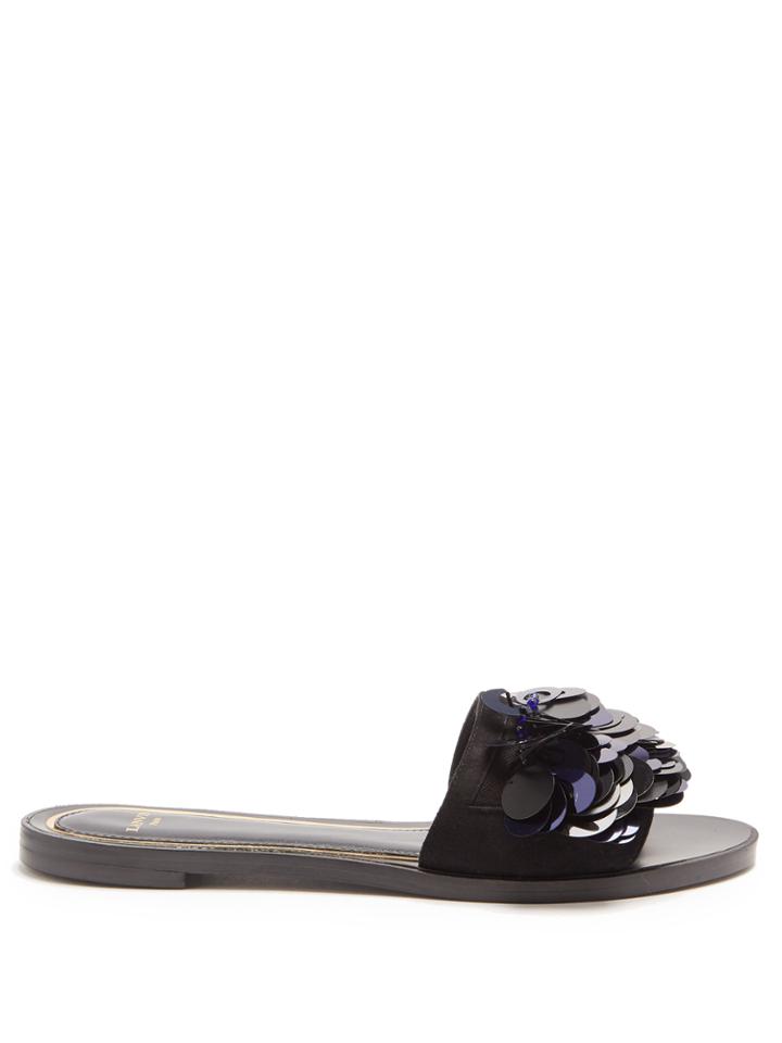 Lanvin Sequin-embellished Suede Slides