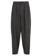 Matchesfashion.com Deveaux - Herringbone Wool Blend Trousers - Mens - Grey