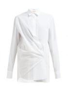 Matchesfashion.com Summa - Asymmetric Button Cotton Poplin Shirt - Womens - White