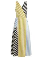 Matchesfashion.com Anna October - Contrast Striped Cotton Dress - Womens - Blue Multi