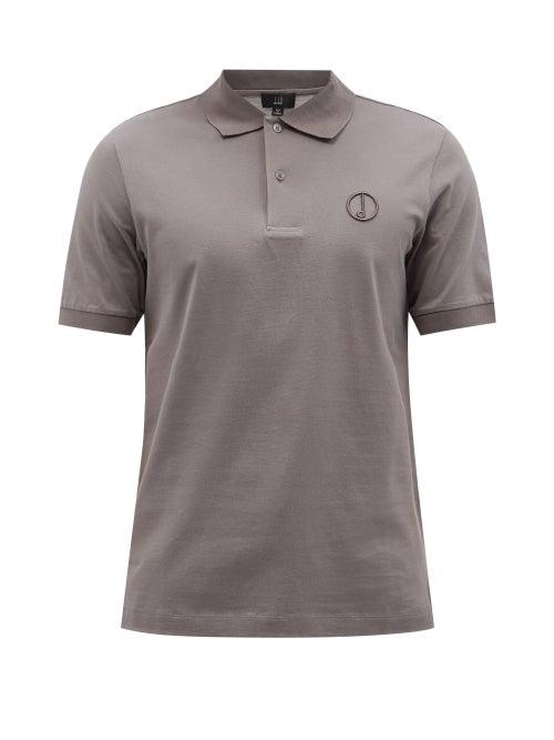 Dunhill - Logo-embroidered Mercerised-cotton Polo Shirt - Mens - Grey