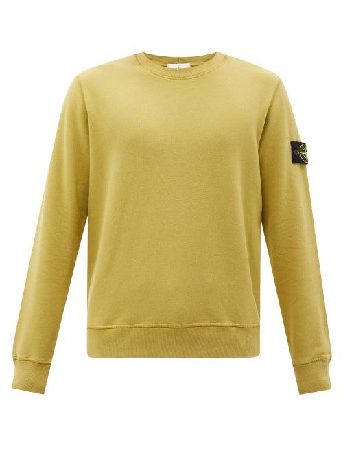 Stone Island - Logo-patch Garment-dyed Cotton-jersey Sweatshirt - Mens - Yellow