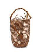 Matchesfashion.com Loewe Paula's Ibiza - Shell Braided Leather Bucket Bag - Womens - Tan Multi