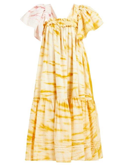 Matchesfashion.com Story Mfg - Aida Tie Dye Organic Cotton Dress - Womens - Yellow