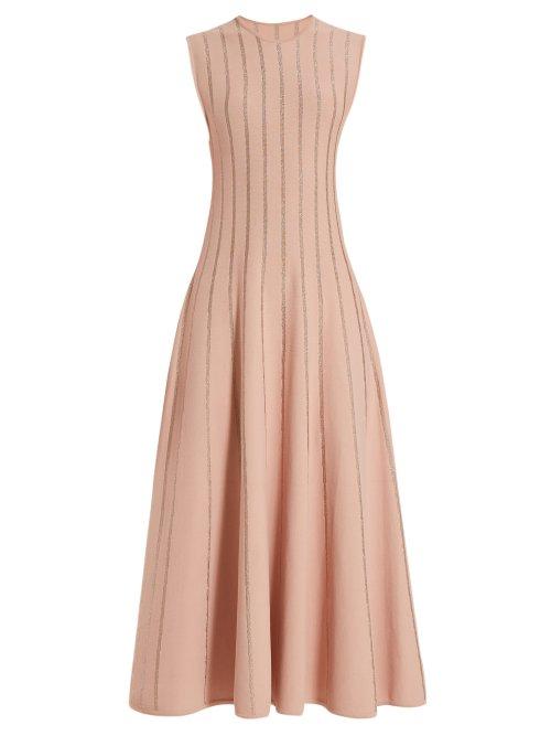 Matchesfashion.com Roksanda - Tovi Metallic Striped Dress - Womens - Pink Gold