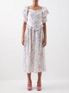 Batsheva - X Laura Ashley Eden Floral-print Midi Dress - Womens - Light Pink Multi