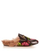 Gucci Princetown Shearling-lined Jacquard Loafers