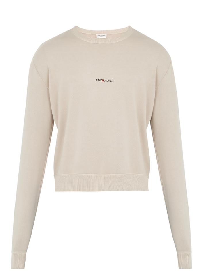 Saint Laurent Distressed-edge Crew-neck Sweater