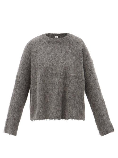 Totme - Round-neck Alpaca-blend Sweater - Womens - Dark Grey