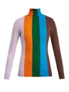 Matchesfashion.com Joostricot - Roll Neck Striped Cotton Blend Sweater - Womens - Orange Multi