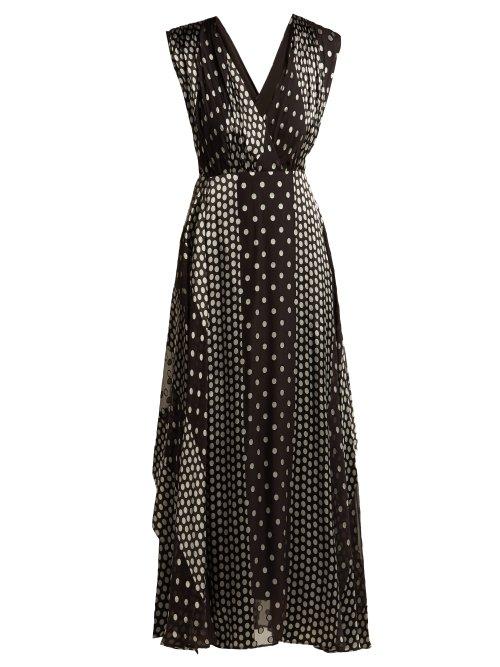 Matchesfashion.com Diane Von Furstenberg - Polka Dot Silk Satin Dress - Womens - Black Silver