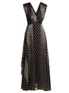 Matchesfashion.com Diane Von Furstenberg - Polka Dot Silk Satin Dress - Womens - Black Silver
