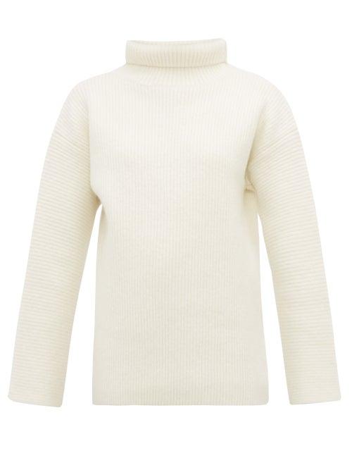 Matchesfashion.com Jacquemus - Agde Ribbed Roll Neck Wool Blend Sweater - Womens - White