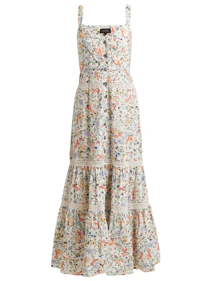 Saloni Fara Floral-print Tiered Cotton Dress