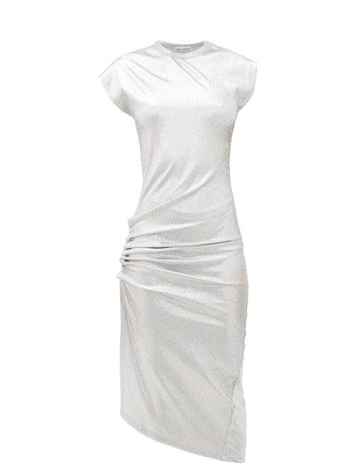 Matchesfashion.com Paco Rabanne - Asymmetric Gathered Lam Dress - Womens - Silver