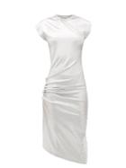 Matchesfashion.com Paco Rabanne - Asymmetric Gathered Lam Dress - Womens - Silver