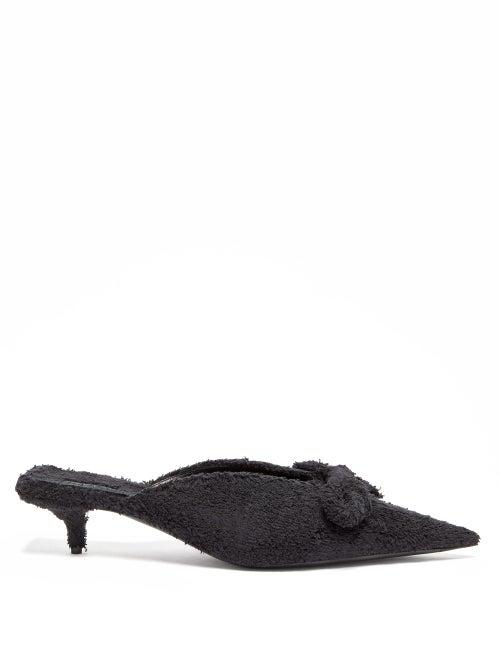 Matchesfashion.com Balenciaga - Square Knife Terry Towelling Mules - Womens - Black