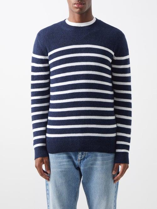 A.p.c. - Travis Breton-striped Wool-blend Sweater - Mens - Navy White