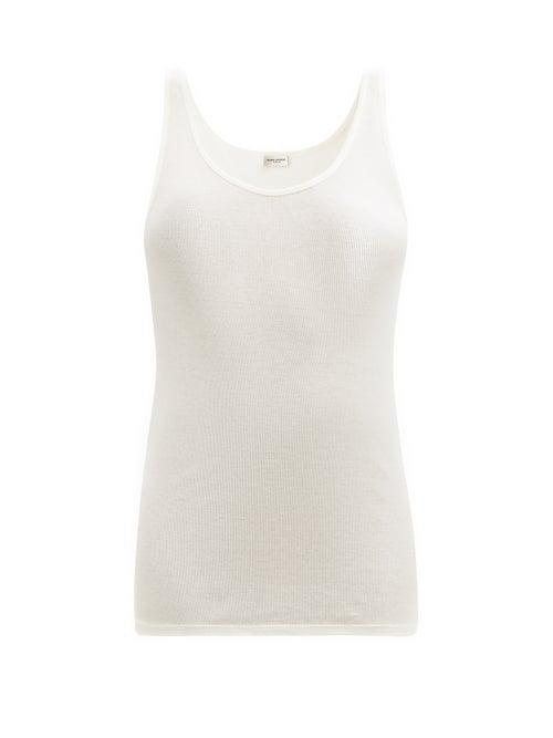 Matchesfashion.com Saint Laurent - Scoop-neck Ribbed Modal-blend Tank Top - Womens - White