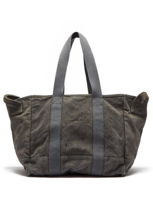 Matchesfashion.com Acne Studios - Logo-print Cotton-canvas Tote Bag - Mens - Dark Grey