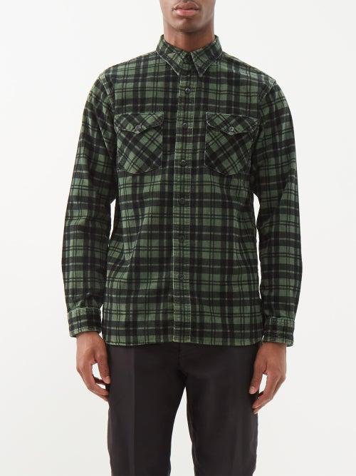 Rrl - Checked Cotton-corduroy Shirt - Mens - Green Multi