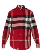 Matchesfashion.com Burberry - Windsor Check Print Shirt - Mens - Red Multi