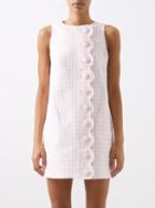 Lisa Marie Fernandez - Scallop-front Gingham-boucle Mini Dress - Womens - Pink White