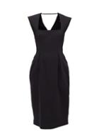 Matchesfashion.com Versace - Square-neck Pleated Crepe Midi Dress - Womens - Black