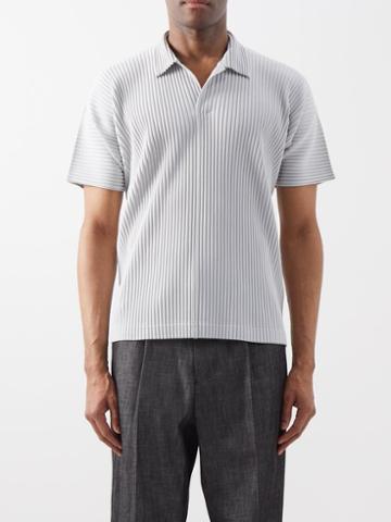 Homme Pliss Issey Miyake - Technical-pleated Polo Shirt - Mens - Light Grey
