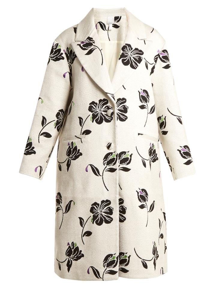 Huishan Zhang Alison Floral-jacquard Single-breasted Coat