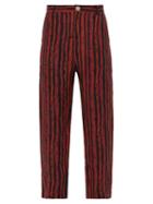 Matchesfashion.com Martine Rose - Double Pocket Striped Linen Trousers - Mens - Red