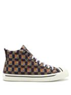 Matchesfashion.com Burberry - Printed Canvas High Top Trainers - Mens - Navy