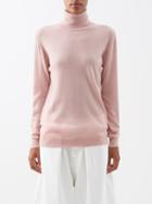 Raey - Roll-neck Fine-rib Responsible-cashmere Sweater - Womens - Light Pink